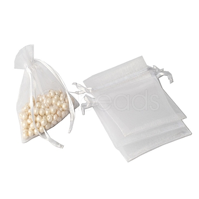 100Pcs Rectangle Organza DIY Craft Drawstring Bags PW-WG69155-41-1