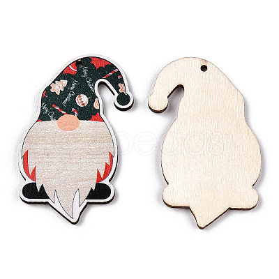 Christmas Single Face Printed Wood Big Pendants WOOD-H102-01F-1