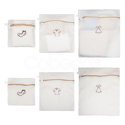 3Pcs 3 Styles Polyester Mesh Zipper Laundry Bags ABAG-TA0002-22-1