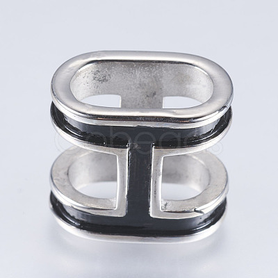 Leather Bracelet Findings Smooth Surface 304 Stainless Steel Enamel Slide Charms Beads STAS-I072-011P-1
