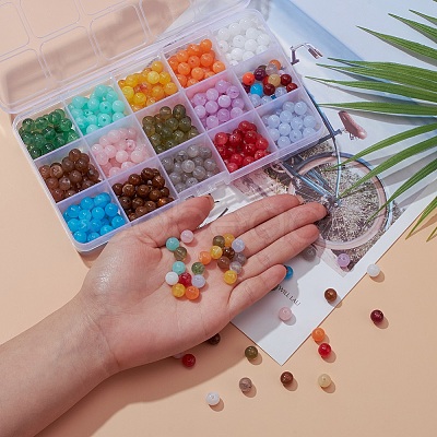 450Pcs 15 Colors Round Imitation Gemstone Acrylic Beads OACR-YW0001-19-1