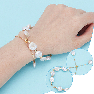 2Pcs Natural Keshi Pearl Slider Bracelet Making BJEW-UN00020-1