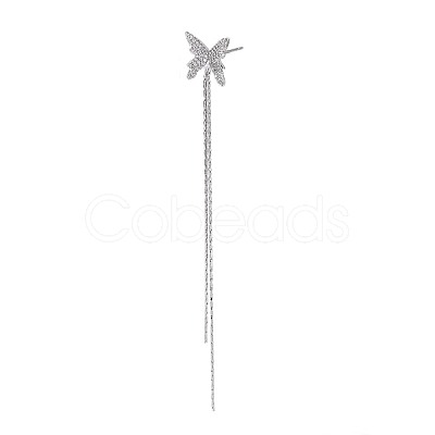 Brass Micro Pave Clear Cubic Zirconia Asymmetrical Stud Earring Findings KK-S356-775-1