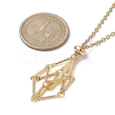 Crystal Cage Holder Necklace NJEW-JN04588-1