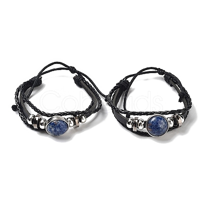 Natural Blue Spot Jasper Multi-strand Bracelets BJEW-Q337-01I-1