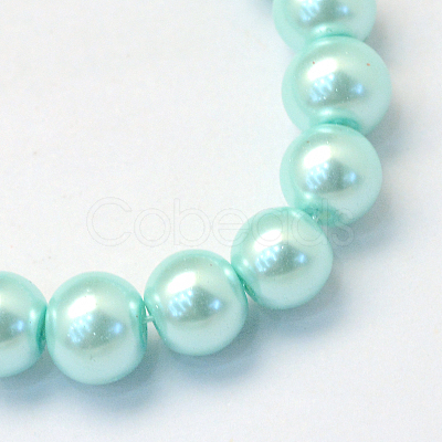 Baking Paint Pearlized Glass Pearl Round Bead Strands X-HY-Q003-4mm-45-1