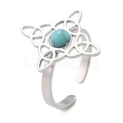 Synthetic Turquoise Finger Rings RJEW-I110-02P-01-1
