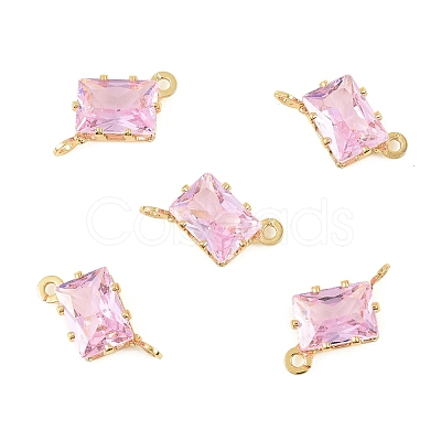 Brass Pave Cubic Zirconia Rectangle Connector Charms KK-P347-05G-01-1