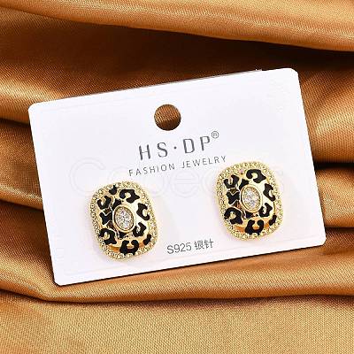 Brass Micro Pave Clear Cubic Zirconia Stud Earrings EJEW-P301-06G-1