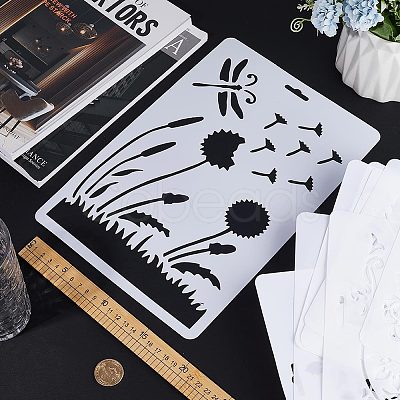 10Pcs 10 Styles PP Plastic Hollow Out Drawing Painting Stencils Templates DIY-GF0007-35-1
