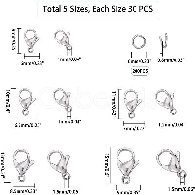 Unicraftale 304 Stainless Steel Lobster Claw Clasps STAS-UN0004-32P-1