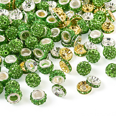 Handmade Polymer Clay Rhinestone Pave Disco Beads RB-TA0001-20A-1