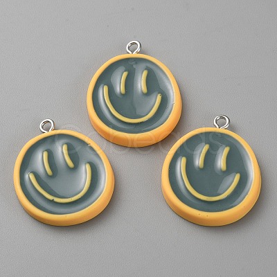 Opaque Resin Enamel Pendants RESI-WH0036-20H-1