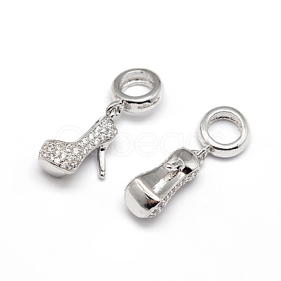 Large Hole Brass Micro Pave Cubic Zirconia European Dangle Charms CPDL-E024-04P-1