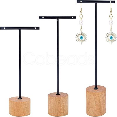 T Bar Iron & Wood Earring Displays Sets EDIS-WH0016-02-1