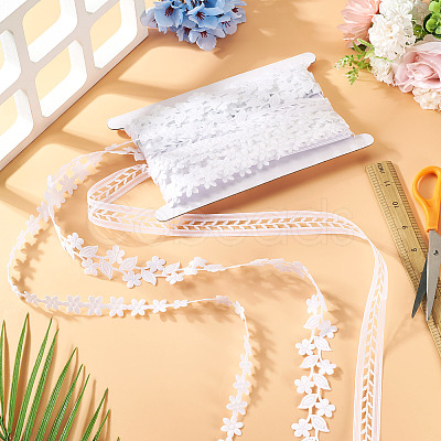 15Yards 3 Styles Polyester Hollow Leaf Ribbons OCOR-TA0002-79B-1