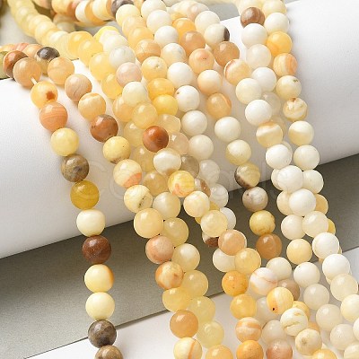 Natural Yellow Jade Beads Strands G-F591-17-6MM-1