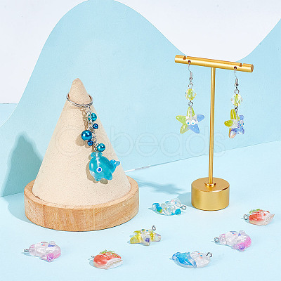 40Pcs 8 Styles Ocean Theme Transparent Resin Cartoon Pendants RESI-AR0001-44-1