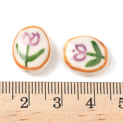 Flower Theme Handmade Porcelain Beads LAMP-D303-06A-1