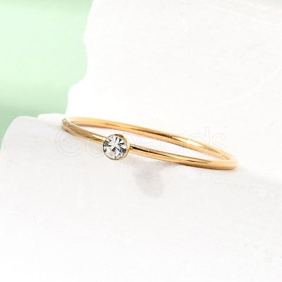304 Stainless Steel Rhinestone Finger Rings for Women SA-CBAB767-26C-G-1