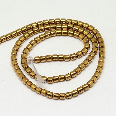 Electroplate Non-magnetic Synthetic Hematite Beads Strands X-G-J163-3x3mm-04-1