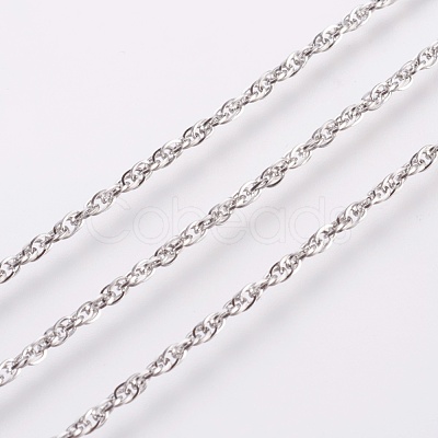 Non-Tarnish 3.28 Feet 304 Stainless Steel Rope Chains X-CHS-F003-05P-B-1