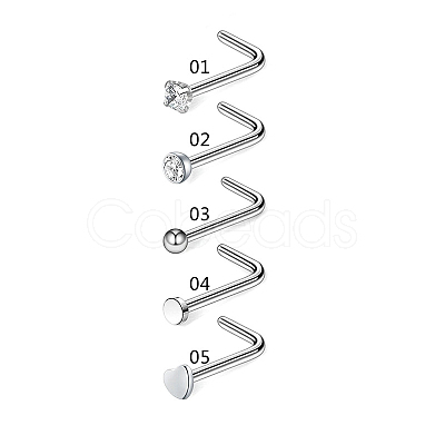 Clear Cubic Zirconia Nose Studs X-AJEW-PW0005-20A-1