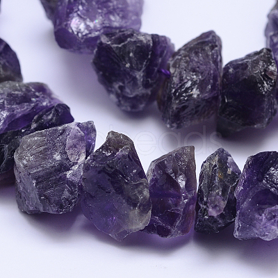 Raw Rough Natural Amethyst Bead Strands G-O119-01B-1