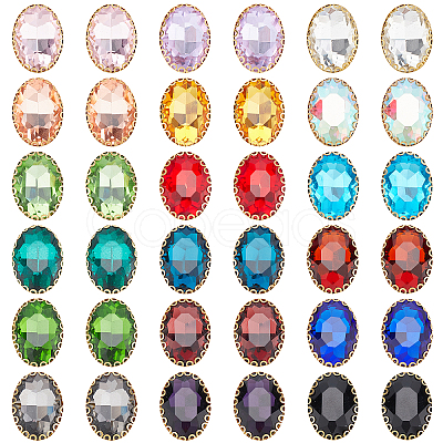 AHADEMAKER 36Pcs 18 Colors Sew on Rhinestone RGLA-GA0001-03-1