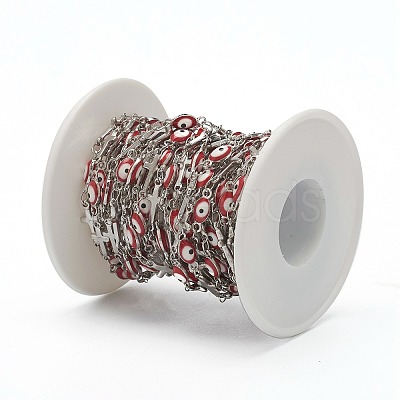 304 Stainless Steel Enamel  Link Chains STAS-H145-12P-1