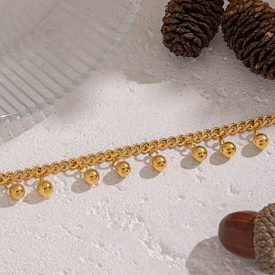Minimalist 304 Stainless Steel Round Beads Charm Bracelets KO3660-1