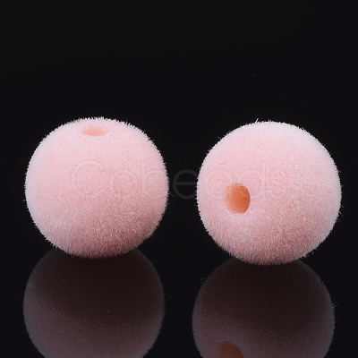 Flocky Acrylic Beads X-OACR-T005-27-8mm-1