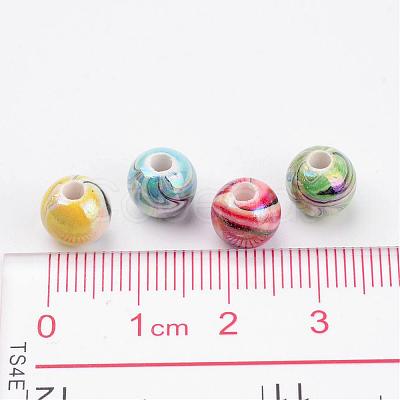 Mixed Color Round Chunky Bubblegum AB Color Wave Printed Acrylic Beads X-MACR-Q151B-M-1