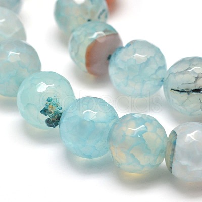 Dyed Natural Agate Faceted Round Beads Strands G-E268-04-1