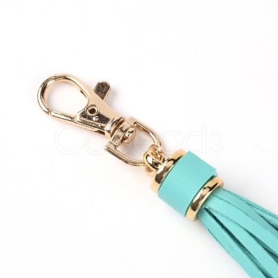 Imitation Leather with Light Gold Alloy Clasps Tassel Big Pendants Decorations AJEW-WH0223-28A-01-1
