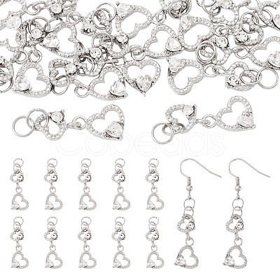 15Pcs Alloy Glass Heart Pendants PALLOY-TAC0254-02-1