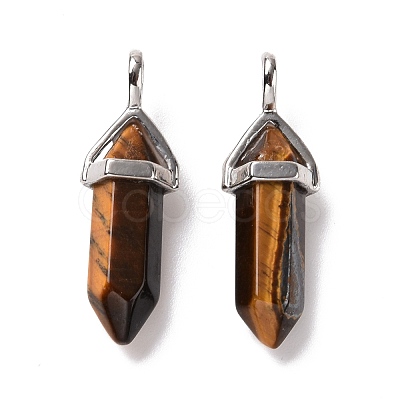 Natural Tiger Eye Pointed Pendants G-K329-43P-1