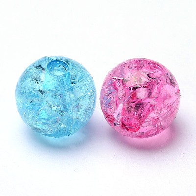 Transparent Crackle Acrylic Beads X-CACR-R008-8mm-M-1