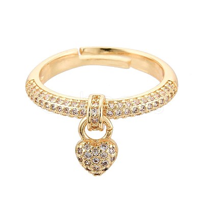Brass Micro Pave Cubic Zirconia Cuff Rings for Women KK-T071-81G-1
