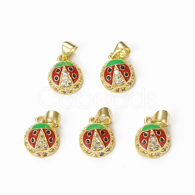 Brass Micro Pave Cubic Zirconia Charms KK-E068-VB322-1