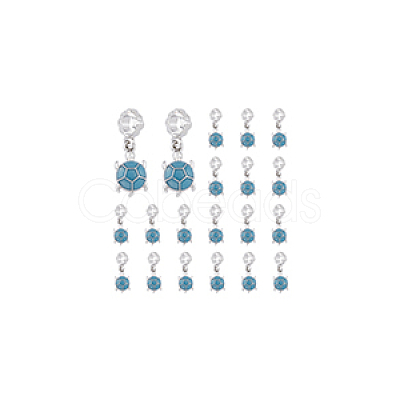 20Pcs Alloy Cadet Blue Enamel European Dangle Charms MPDL-DC0001-02-1