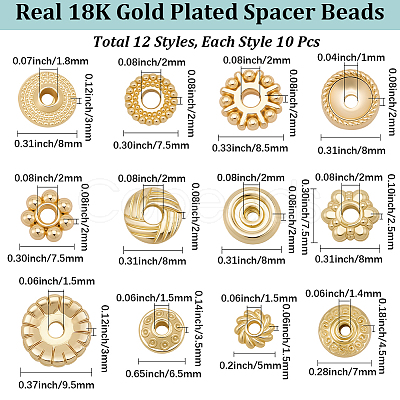120Pcs 12 Styles Brass Beads KK-BBC0022-36-1