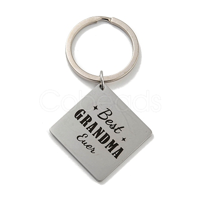 Mother's Day Gift 201 Stainless Steel Word Best Grandma Keychains KEYC-E040-01P-01-1