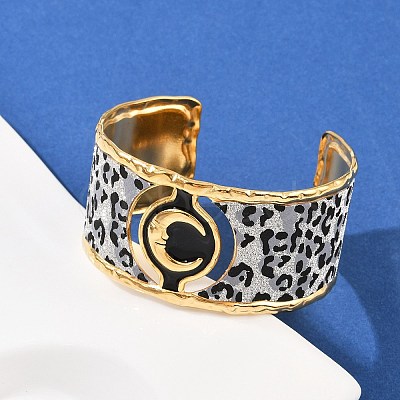 304 Stainless Steel Cuff Bangles for Women BJEW-K285-01A-G-1