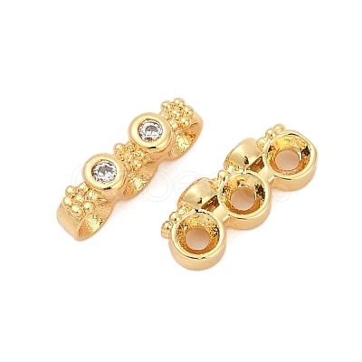 Brass Micro Pave Clear Cubic Zirconia Spacer Bars KK-P302-21B-G-1