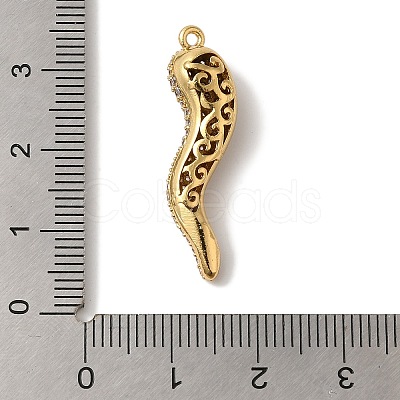 Rack Plating Brass Micro Pave Cubic Zirconia Pendant X-KK-A229-03G-G-1