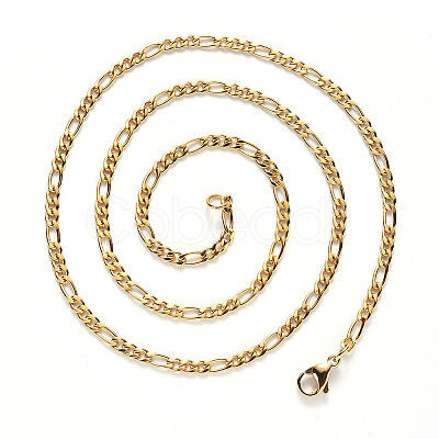 PVD Vacuum Plating 304 Stainless Steel Figaro Chain Necklaces NJEW-S420-003C-G-1