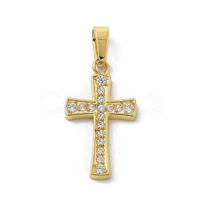 Ion Plating(IP) 304 Stainless Steel Micro Pave Cubic Zirconia Pendants STAS-Z107-08G-09-1