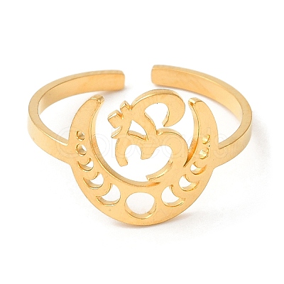 304 Stainless Steel Open Cuff Ring RJEW-K251-05G-1