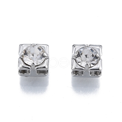 Brass Micro Pave Clear Cubic Zirconia Beads KK-G432-11A-P-1